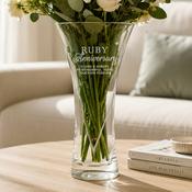 Personalised Ruby Anniversary Hand Cut Diamond Effect Heart Vase - ForYou.ie