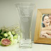 Personalised Free Text Botanical Hand Cut Diamond Effect Heart Vase - ForYou.ie image