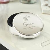 Personalised Floral Round Trinket Box - ForYou.ie image
