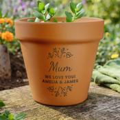 Personalised Floral Terracotta Plant Pot - ForYou.ie image