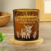 Personalised Engraved Highland Cow Amber Glass Candle - ForYou.ie image