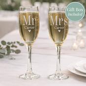 Personalised Mr &amp; Mrs Pair of Flute Glasses - ForYou.ie image