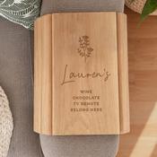 Personalised Floral Wooden Sofa Tray - ForYou.ie image