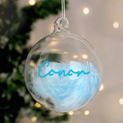 Personalised Blue Feather Bauble - ForYou.ie image