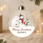 Personalised Traditional Snowman Glass Bauble - ForYou.ie image