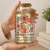 Personalised Poinsettia LED Glass Jar - ForYou.ie image