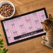 Personalised Pink Bow Pet Bowl Mat - ForYou.ie image