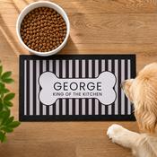 Personalised Black Stripe Pet Bowl Mat - ForYou.ie image