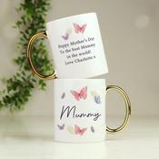 Personalised Butterfly Gold Handled Mug - ForYou.ie image