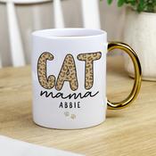 Personalised Cat Mama Gold Handle Mug - ForYou.ie image