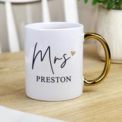 Personalised Mrs Gold Handle Mug - ForYou.ie image