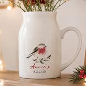 Personalised Christmas Robin Ceramic Jug Vase - ForYou.ie image
