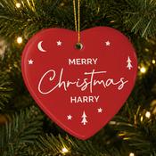 Personalised Red Christmas Ceramic Heart Decoration - ForYou.ie image
