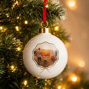 Personalised Scallop Bow Photo Upload Ceramic Bauble - ForYou.ie image