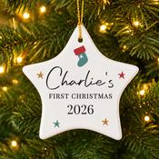 Personalised Christmas Ceramic Star Decoration - ForYou.ie image