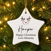 Personalised Reindeer Ceramic Star Decoration - ForYou.ie image