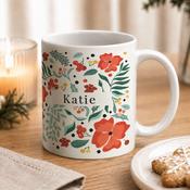 Personalised Poinsettia Pattern Mug - ForYou.ie image