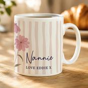 Personalised Floral Stripe Mug - ForYou.ie image