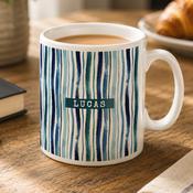 Personalised Blue Striped Mug - ForYou.ie image
