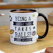Personalised Takes Balls Black Handle Mug - ForYou.ie image