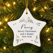 Personalised Christmas Botanical Ceramic Star Decoration - ForYou.ie image