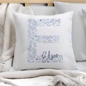 Personalised Floral Blue Initial Cushion - ForYou.ie image