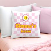 Personalised Pink Check Childrens Bedroom Cushion - ForYou.ie image