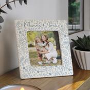Personalised Blue Floral Ceramic 4x4 Frame - ForYou.ie image