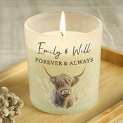 Personalised Highland Cow Frosted Glass Candle - ForYou.ie image