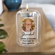Personalised Photo Upload Memorial Feather Tealight Holder - ForYou.ie image