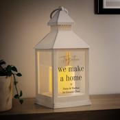 Personalised Black &amp; Gold Free Text White Lantern - ForYou.ie image