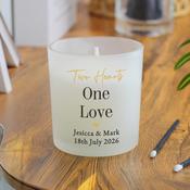 Personalised Black &amp; Gold Free Text Frosted Candle - ForYou.ie image