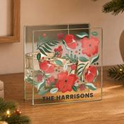 Personalised Poinsettia Glass Tealight Holder - ForYou.ie image