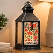 Personalised Poinsettia Black LED Lantern - ForYou.ie image