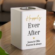 Personalised Black &amp; Gold Free Text White Wooden Tealight - ForYou.ie image