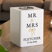 Personalised Black &amp; Gold White Wooden Tealight - ForYou.ie image