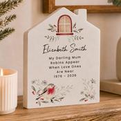 Personalised Robin Wooden House Ornament - ForYou.ie image