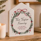 Personalised Green Christmas Wreath House Ornament - ForYou.ie image