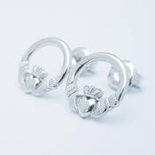 Claddagh stud Earrings, sterling Silver Claddagh Earrings image