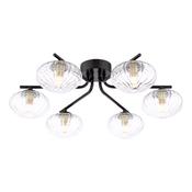 Ede 6 Light Semi Flush Matt Black with Moulded Glass image