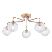 Feya 5 Light Semi Flush Antique Bronze with Amber Hammered Glass image
