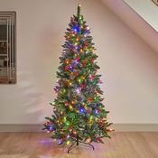 7ft Pre-Lit Frosted Pine Slim Christmas Tree with Berries and Cones
