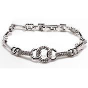 Silver Interlocking Bracelet for Women – Crystal Sparkling Jewellery Gift Boxed Elegant Modern Design