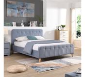Ashley Double Bed Sky Blue with Soft Velvet Fabric Headboard &amp; Sturdy Frame for Modern Bedroom Furniture image