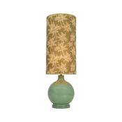 Bambou Olive Glass Table Lamp with Leaf Print Shade image