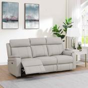 Banbury 3 Seater Sofa Recliner Light Grey - Modern Leather Sofa image