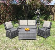 Barcelona Rattan Sofa Set with Coffee Table Grey – Outdoor Garden Furniture with 2 Seater &amp; 1 Seater Sofas image