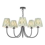 Becca 5 Light Armed Pendant Matt Black with Green Shades image