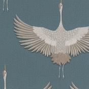Canvas Green and Gold Crane Wallpaper image