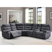 Carrie Corner Sofa Recliner Dark Grey with Storage Console – Fabric Sectional Corner Couch image